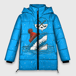 Куртка зимняя женская Акула хоккейный фанат, цвет: 3D-красный