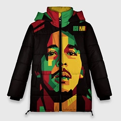 Куртка зимняя женская Боб Марли, цвет: 3D-красный