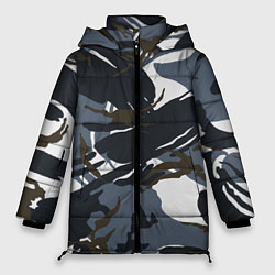 Куртка зимняя женская Камуфляж пятнистый: темно-синий/белый, цвет: 3D-черный