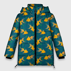 Куртка зимняя женская Золотые рыбки, цвет: 3D-черный