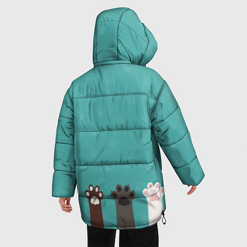 Женская зимняя куртка Лапки котеек / 3D-Красный – фото 4