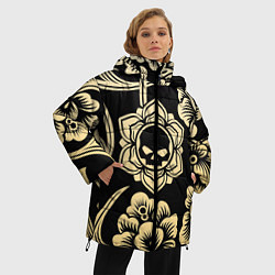 Куртка зимняя женская Хохлома с черепом, цвет: 3D-черный — фото 2