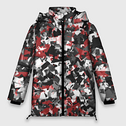 Куртка зимняя женская Камуфляж: серый/красный, цвет: 3D-черный