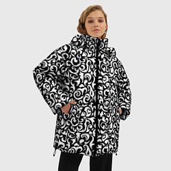 Куртка зимняя женская Винтажные листья, цвет: 3D-черный — фото 2