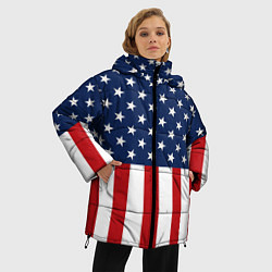 Куртка зимняя женская Флаг США, цвет: 3D-светло-серый — фото 2