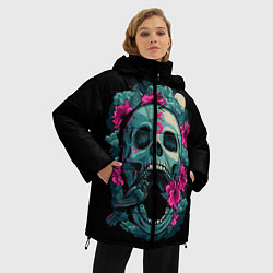 Куртка зимняя женская Dia de Muertos, цвет: 3D-черный — фото 2