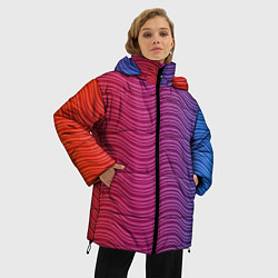 Куртка зимняя женская Цветные волны, цвет: 3D-черный — фото 2