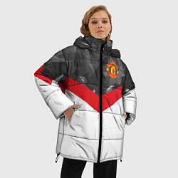 Куртка зимняя женская Man United FC: Grey Polygons, цвет: 3D-черный — фото 2