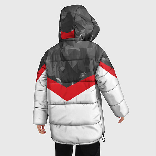Женская зимняя куртка Man United FC: Grey Polygons / 3D-Красный – фото 4