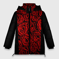 Куртка зимняя женская Унисекс / Красные розы, цвет: 3D-черный