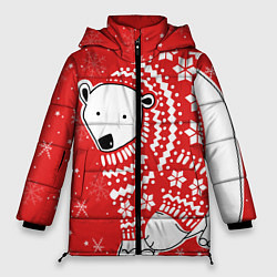 Куртка зимняя женская Новогодний медведь, цвет: 3D-светло-серый
