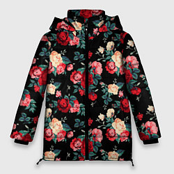 Куртка зимняя женская Кустовые розы, цвет: 3D-черный