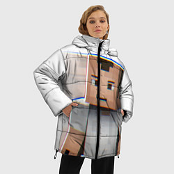 Куртка зимняя женская Minecraft: White Creeper, цвет: 3D-черный — фото 2