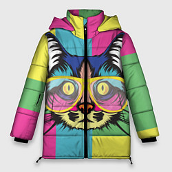 Куртка зимняя женская Поп-арт котик, цвет: 3D-светло-серый