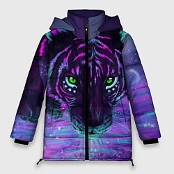 Куртка зимняя женская Неоновый тигр, цвет: 3D-красный
