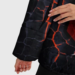 Куртка зимняя женская Атака Титанов: раскаленная лава, цвет: 3D-черный — фото 2