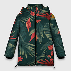 Куртка зимняя женская Зеленые тропики, цвет: 3D-черный