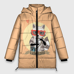 Куртка зимняя женская Raccoon Love Coffee, цвет: 3D-черный