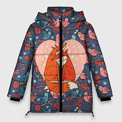Куртка зимняя женская Влюбленные лисички, цвет: 3D-красный