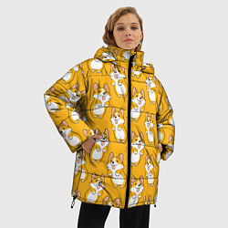 Куртка зимняя женская Корги паттерн, цвет: 3D-черный — фото 2