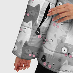 Куртка зимняя женская Эмоции котов, цвет: 3D-светло-серый — фото 2