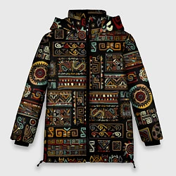 Куртка зимняя женская Этнический орнамент - Африка, цвет: 3D-черный