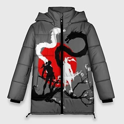 Куртка зимняя женская Битва драконов, цвет: 3D-черный