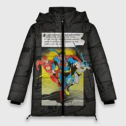 Куртка зимняя женская Flash, Batman, Superman, цвет: 3D-светло-серый