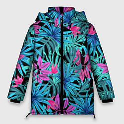 Куртка зимняя женская Яркие цветы, цвет: 3D-черный