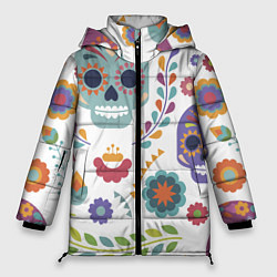 Куртка зимняя женская Мексиканские мотивы, цвет: 3D-светло-серый