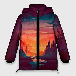 Куртка зимняя женская Minimal forest sunset, цвет: 3D-черный