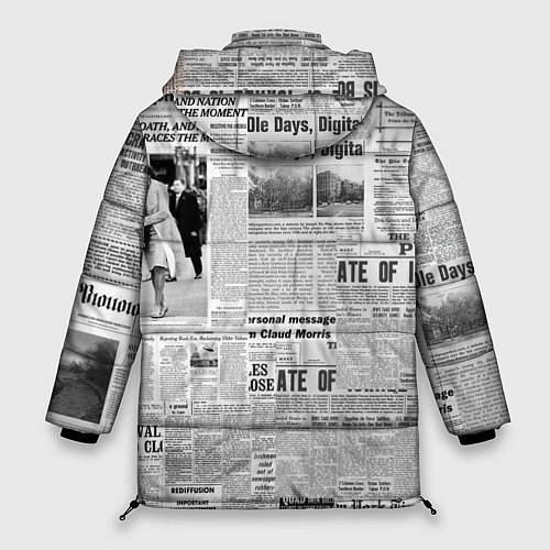 Женская зимняя куртка Газета Newspaper / 3D-Светло-серый – фото 2