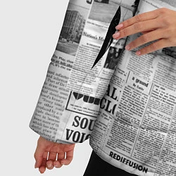Куртка зимняя женская Газета Newspaper, цвет: 3D-светло-серый — фото 2