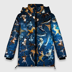Куртка зимняя женская Космические коты, цвет: 3D-черный
