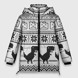 Куртка зимняя женская Свитер с T-rex'ами, цвет: 3D-черный