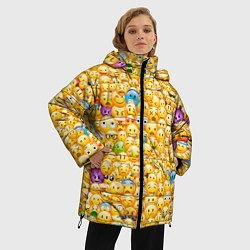 Куртка зимняя женская Смайлики Emoji, цвет: 3D-черный — фото 2