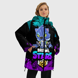Куртка зимняя женская Brawl stars leon оборотень, цвет: 3D-черный — фото 2