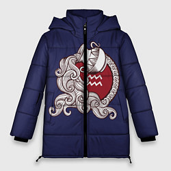 Куртка зимняя женская Водолей Знак Зодиака, цвет: 3D-черный