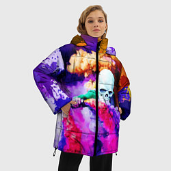 Куртка зимняя женская Череп в дыму, цвет: 3D-черный — фото 2
