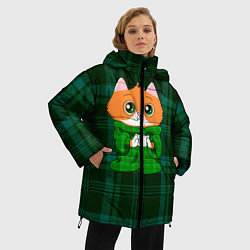 Куртка зимняя женская Котёнок в пледе, цвет: 3D-черный — фото 2