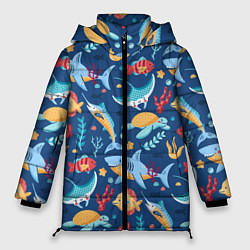 Куртка зимняя женская Подводный арт, цвет: 3D-черный