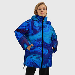 Куртка зимняя женская Абстракция синяя с голубым, цвет: 3D-черный — фото 2