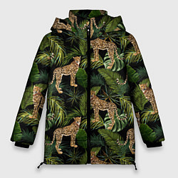 Куртка зимняя женская Versace Леопарды, цвет: 3D-черный