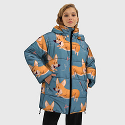 Куртка зимняя женская Корги с бабочкой, цвет: 3D-красный — фото 2