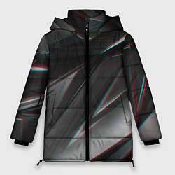 Куртка зимняя женская GEOMETRY STRIPES GLITCH, цвет: 3D-черный