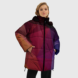 Куртка зимняя женская Полигональный фон, цвет: 3D-красный — фото 2
