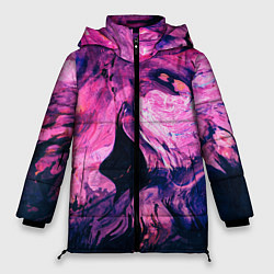 Куртка зимняя женская Розовый разводы жидкость цвета, цвет: 3D-черный