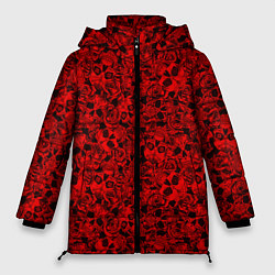 Куртка зимняя женская ЧЕРЕПА И РОЗЫ, цвет: 3D-светло-серый