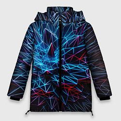 Куртка зимняя женская Синяя абстракция, цвет: 3D-черный