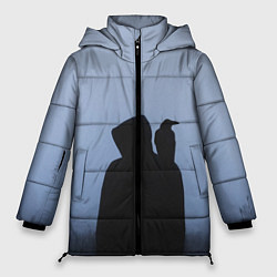 Куртка зимняя женская Силуэт ворон капюшон ночь, цвет: 3D-черный